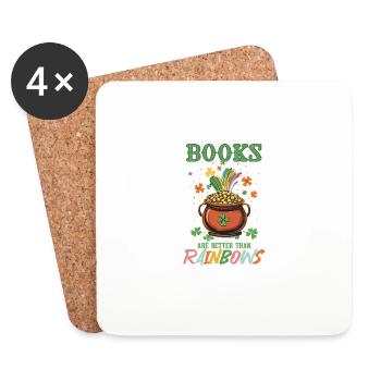 Books Are Better Than Rainbows St Patricks Day - Coasters (set of 4) - white - Front