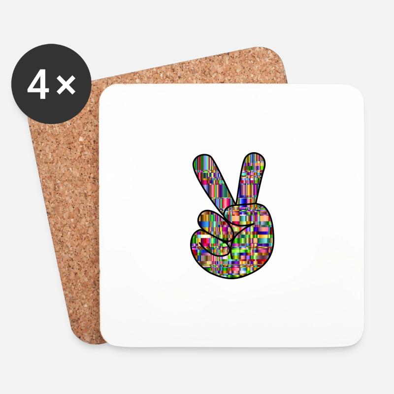 Buntes Peace Symbol - Geschenkidee - Untersetzer (4er-Set) - Weiß
