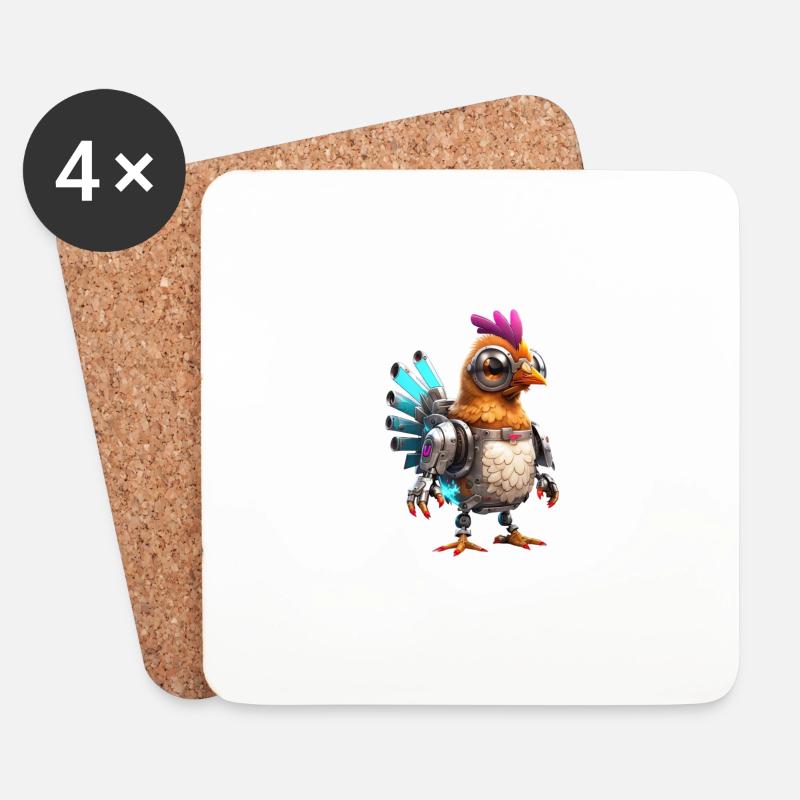 Robo chicken - Untersetzer (4er-Set) - Weiß