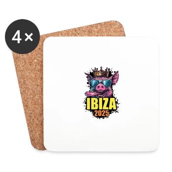 Ibiza 2025 Pig - Coasters (set of 4) - white - Front
