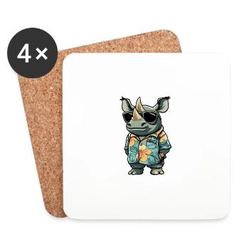 Rhino Cool Summer - Coasters (set of 4) - white - Front