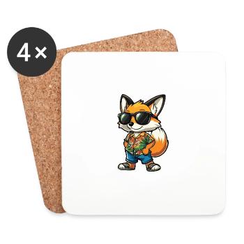 Fox Comic Cool Summer - Coasters (set of 4) - white - Front