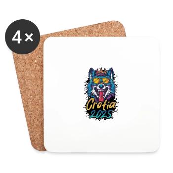 Croatie 2025 Loup de fête - Dessous de verre (lot de 4) - blanc - Devant