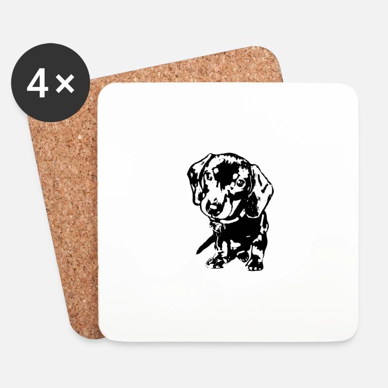 Dachshund - Untersetzer (4er-Set) - Weiß