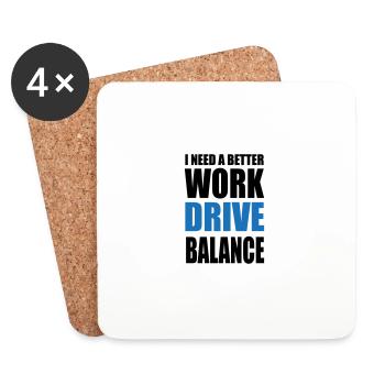 Équilibre entre le travail et le moteur - Dessous de verre (lot de 4) - blanc - Devant