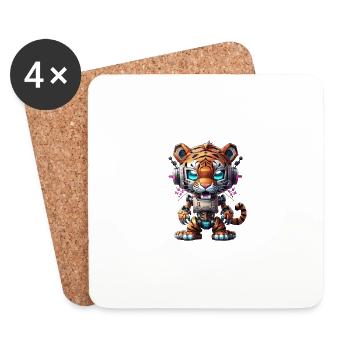 Robot Tigre - Dessous de verre (lot de 4) - blanc - Devant
