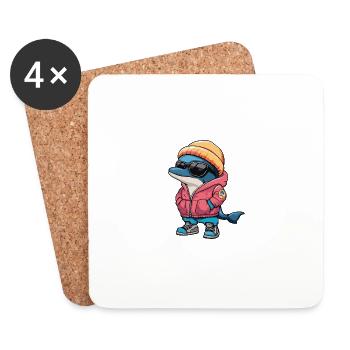 Dolphin Winter Comic - Coasters (set of 4) - white - Front