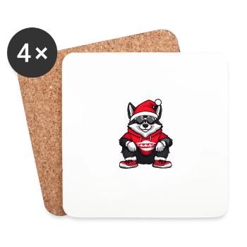 Husky Chien Noël Cool Noël - Dessous de verre (lot de 4) - blanc - Devant