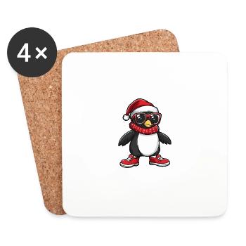 Pinguin Weihnachten Cool X-Mas - Untersetzer (4er-Set) - Weiß - Vorne