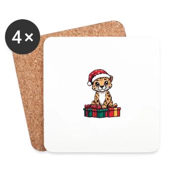 Gepard Weihnachten Comic Geschenke - Untersetzer (4er-Set) - Weiß - Vorne