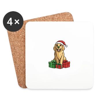 Golden Retriever Hund Weihnachten Comic Geschenke - Untersetzer (4er-Set) - Weiß - Vorne