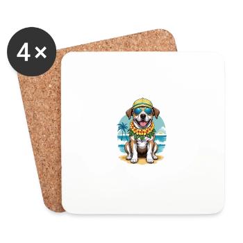 Vacances pour chiens Vacances pour chiens Île d’Hawaï Mer - Dessous de verre (lot de 4) - blanc - Devant