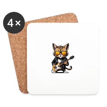 Cat Rocker Cat HardRock Gift - Dessous de verre (lot de 4) - blanc - Devant