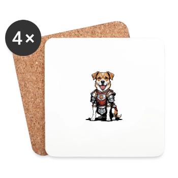 Dog Ritter Krieger Hund Geschenk Warrior Knight - Untersetzer (4er-Set) - Weiß - Vorne