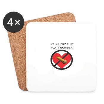 Kein Herz für Plattwürmer - Untersetzer (4er-Set) - Weiß - Vorne