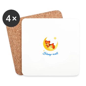 Sleep well - kids, baby, good night, sleep well - Coasters (set of 4) - white - Front