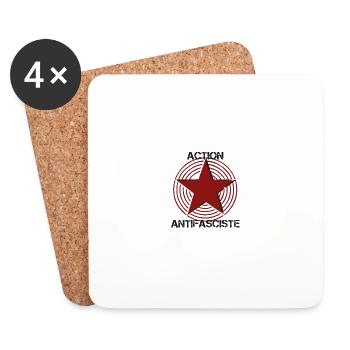 antifa action antifasciste antifascista france - Coasters (set of 4) - white - Front