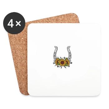 Motif de fer à cheval tournesol - Dessous de verre (lot de 4) - blanc - Devant