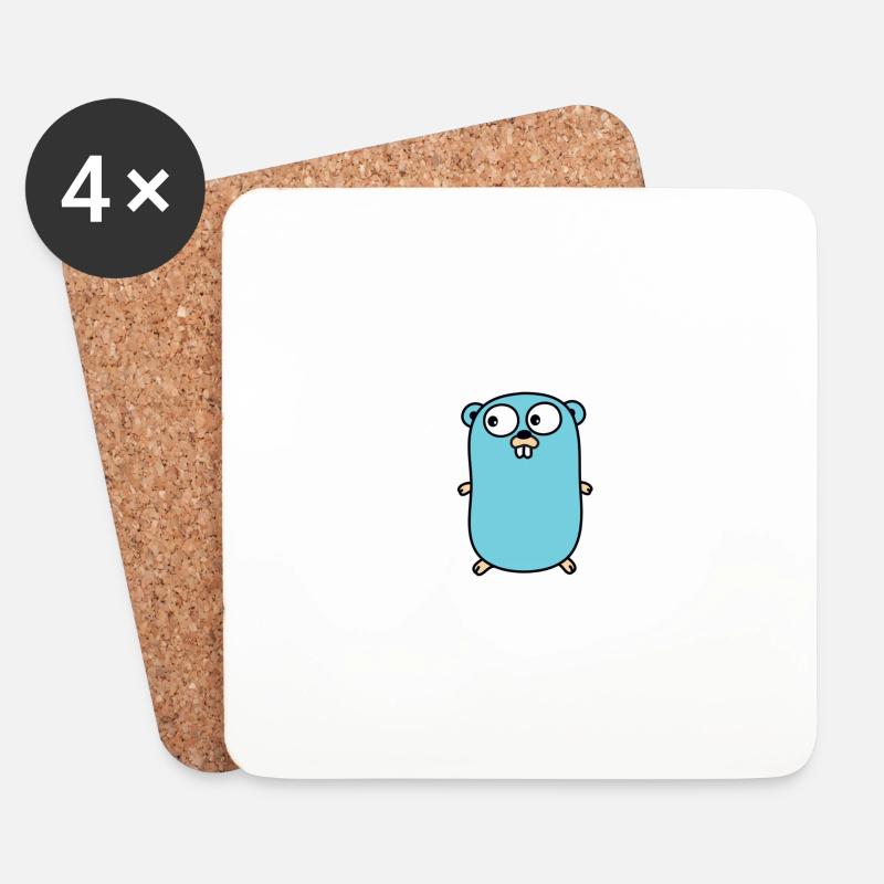 Go Gopher - Untersetzer (4er-Set) - Weiß