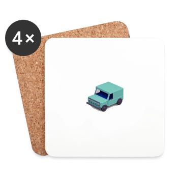 Truck LKW Pick-up Lastkraftwagen Transporter - Coasters (set of 4) - white - Front