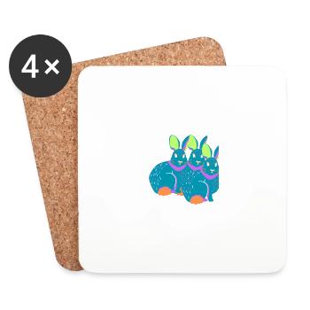 Rabbit family - Coasters (set of 4) - white - Front
