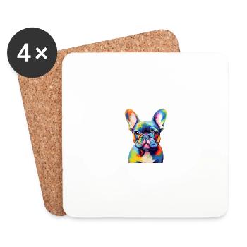 Toto Bulldog français - Dessous de verre (lot de 4) - blanc - Devant