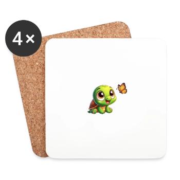 Cartoon Turtle 1 - Coasters (set of 4) - white - Front