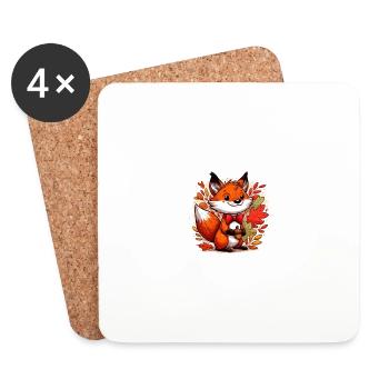 Renard Cartoon 3 - Dessous de verre (lot de 4) - blanc - Devant
