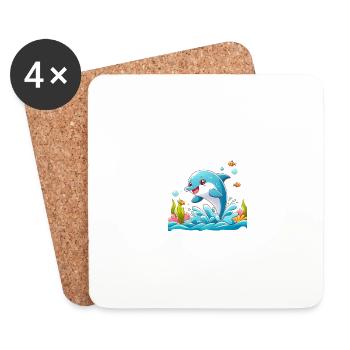 Dauphin Cartoon 2 - Dessous de verre (lot de 4) - blanc - Devant