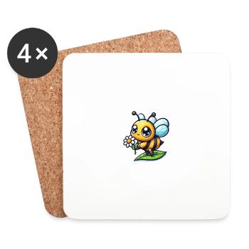 Abeille Cartoon 6 - Dessous de verre (lot de 4) - blanc - Devant