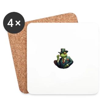 mafioso frog holding a cigarette - Coasters (set of 4) - white - Front