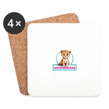 Classe Léopard Classe Animal Léopard - Dessous de verre (lot de 4) - blanc - Devant