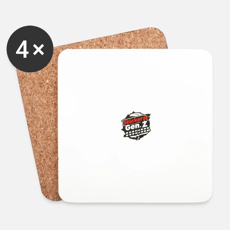 Sticker und Gen Z - Untersetzer (4er-Set) - Weiß