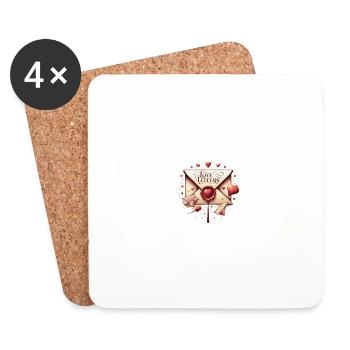 Lettre d'amour - Dessous de verre (lot de 4) - blanc - Devant