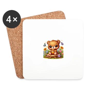 Ourson Cartoon 3 - Dessous de verre (lot de 4) - blanc - Devant