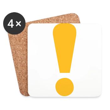 Pen and paper questsigns yellow exclamation mark - Coasters (set of 4) - white - Front