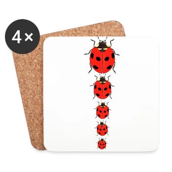 Coccinelle famille Ladybug family * Jack Joblin - Dessous de verre (lot de 4) - blanc - Devant