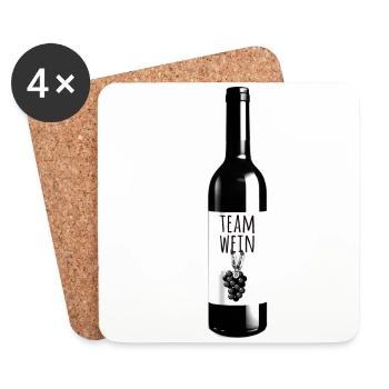Team Wein, Wein, Weinflasche - Untersetzer (4er-Set) - Weiß - Vorne