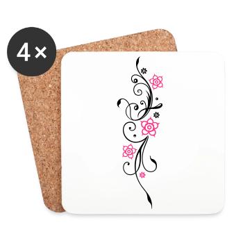 Belle fleurs en filigrane. Élément floral. - Dessous de verre (lot de 4) - blanc - Devant