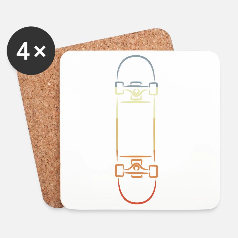 Vintage Skateboard Zeichnung - Untersetzer (4er-Set) - Weiß