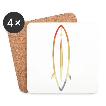 Surfboard Sketch Vintage - Coasters (set of 4) - white - Front