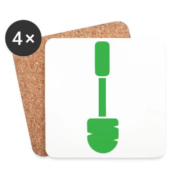 Green Toilet Brush Vector Style - Coasters (set of 4) - white - Front
