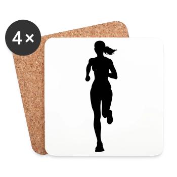 Silhouette de la coureuse marathonienne - Dessous de verre (lot de 4) - blanc - Devant