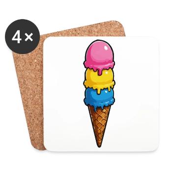 Dreifarbene Eiscreme Pyramide - Coasters (set of 4) - white - Front