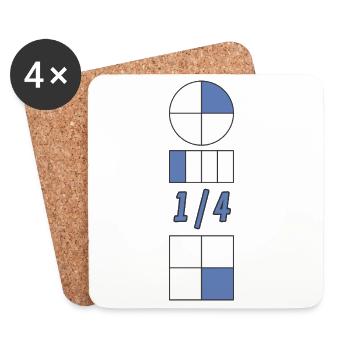 Un quart est composé à 25 % de géométrie du cercle du quadrant bleu - Dessous de verre (lot de 4) - blanc - Devant