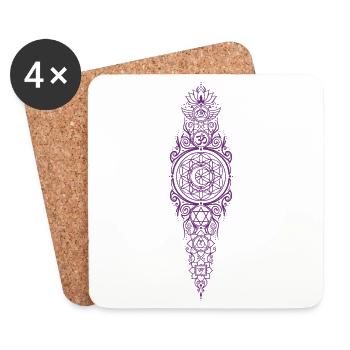 Spiritualité Méditation Géométrie sacrée Lotus - Dessous de verre (lot de 4) - blanc - Devant