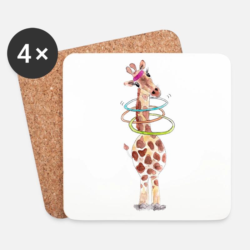 Hula giraffe - Coasters (set of 4) - white