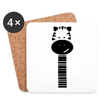 cute zebra with a long neck - Coasters (set of 4) - white - Front