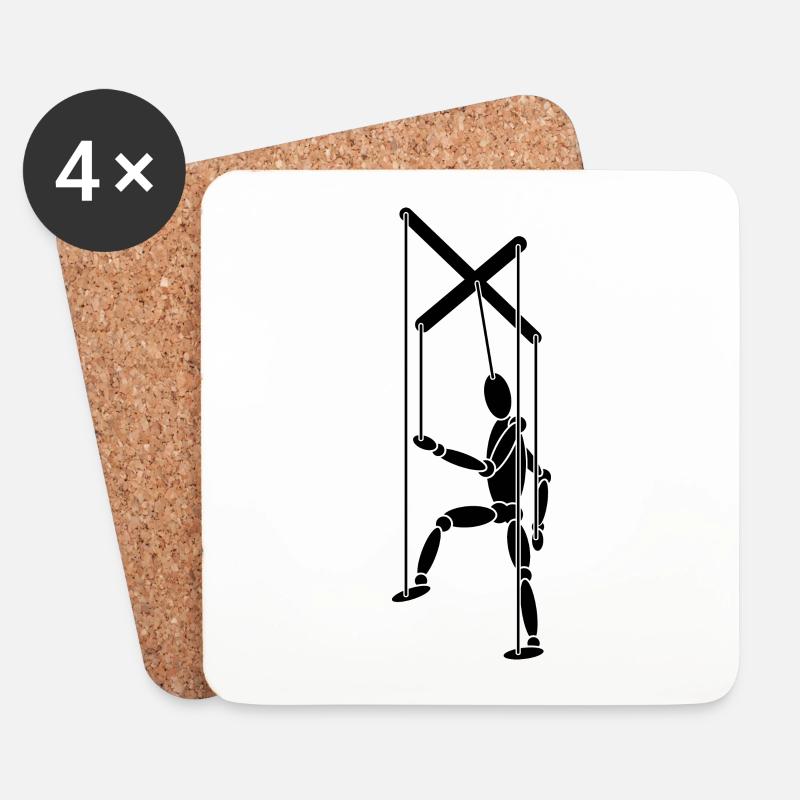 Marionette Männchen - Untersetzer (4er-Set) - Weiß