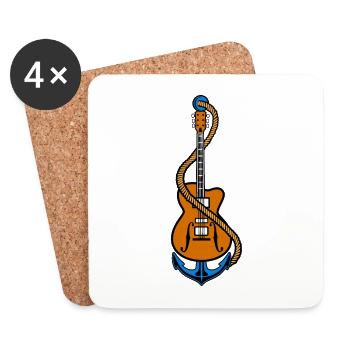 Anker und Gitarre - Untersetzer (4er-Set) - Weiß - Vorne